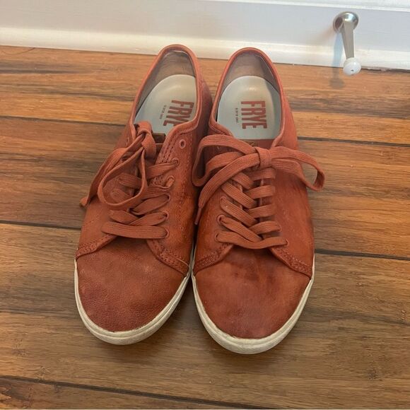 Frye Maya Leather Sneakers Tennis Shoes Low Lace-Up Orange Size 9 - Picture 11 of 11